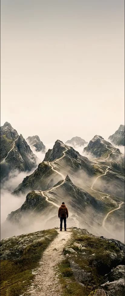 Mountain range at dusk